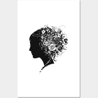 Paper cut Portrait of a girl in profile Posters and Art